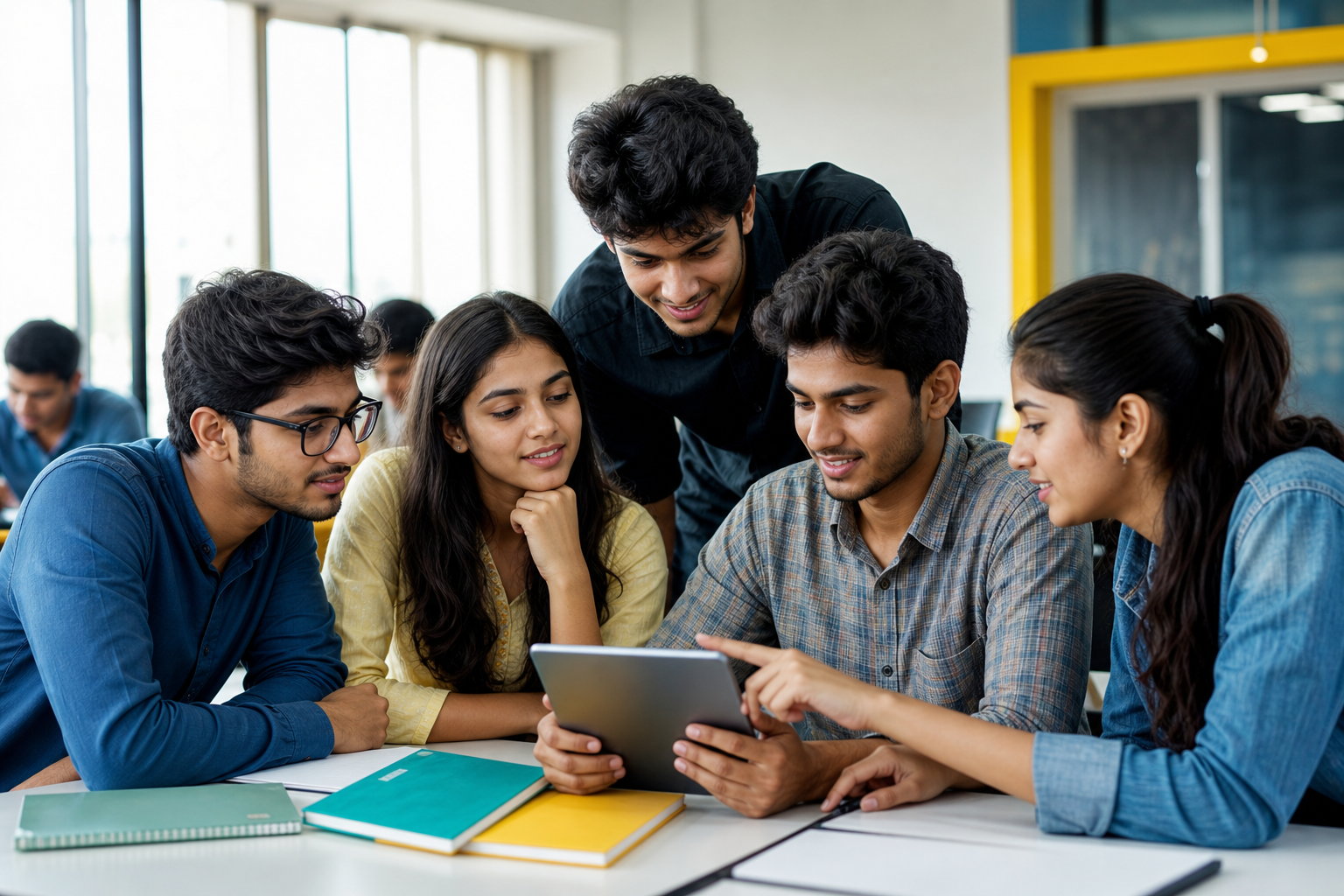 Engineering students learning together